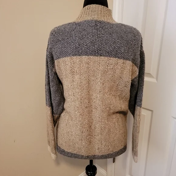 Northern Isles Hand Knitted Vintage Neutral Color Block 1/4 Zip Sweater Size XL - Picture 6 of 8